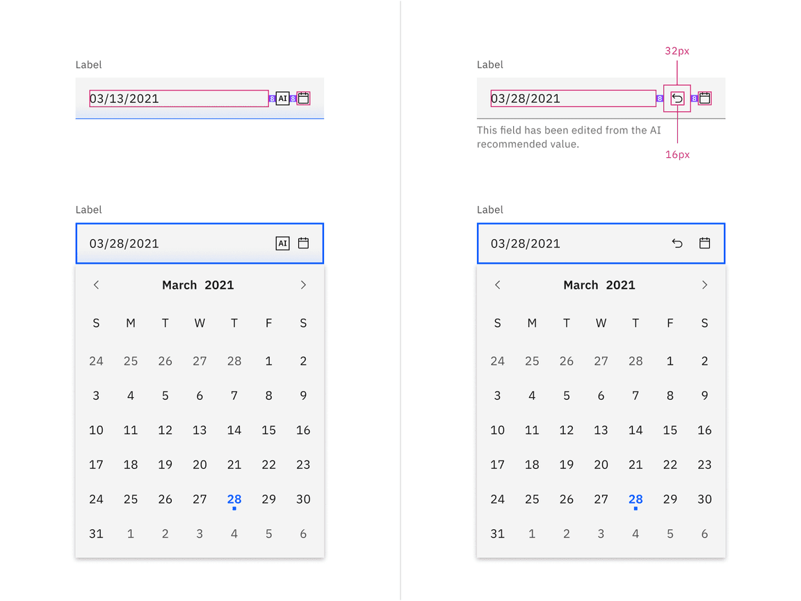 Structure and spacing default date picker with AI