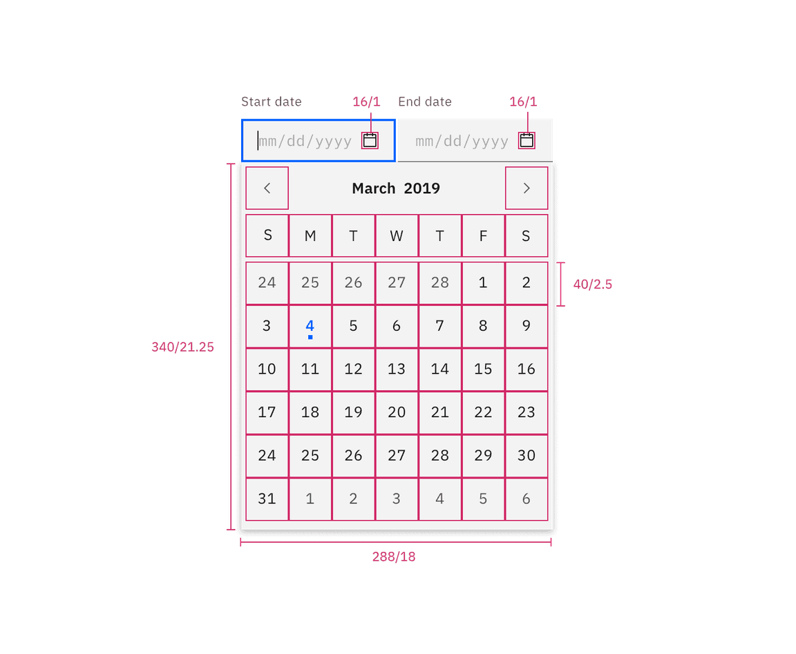 Structure for date picker