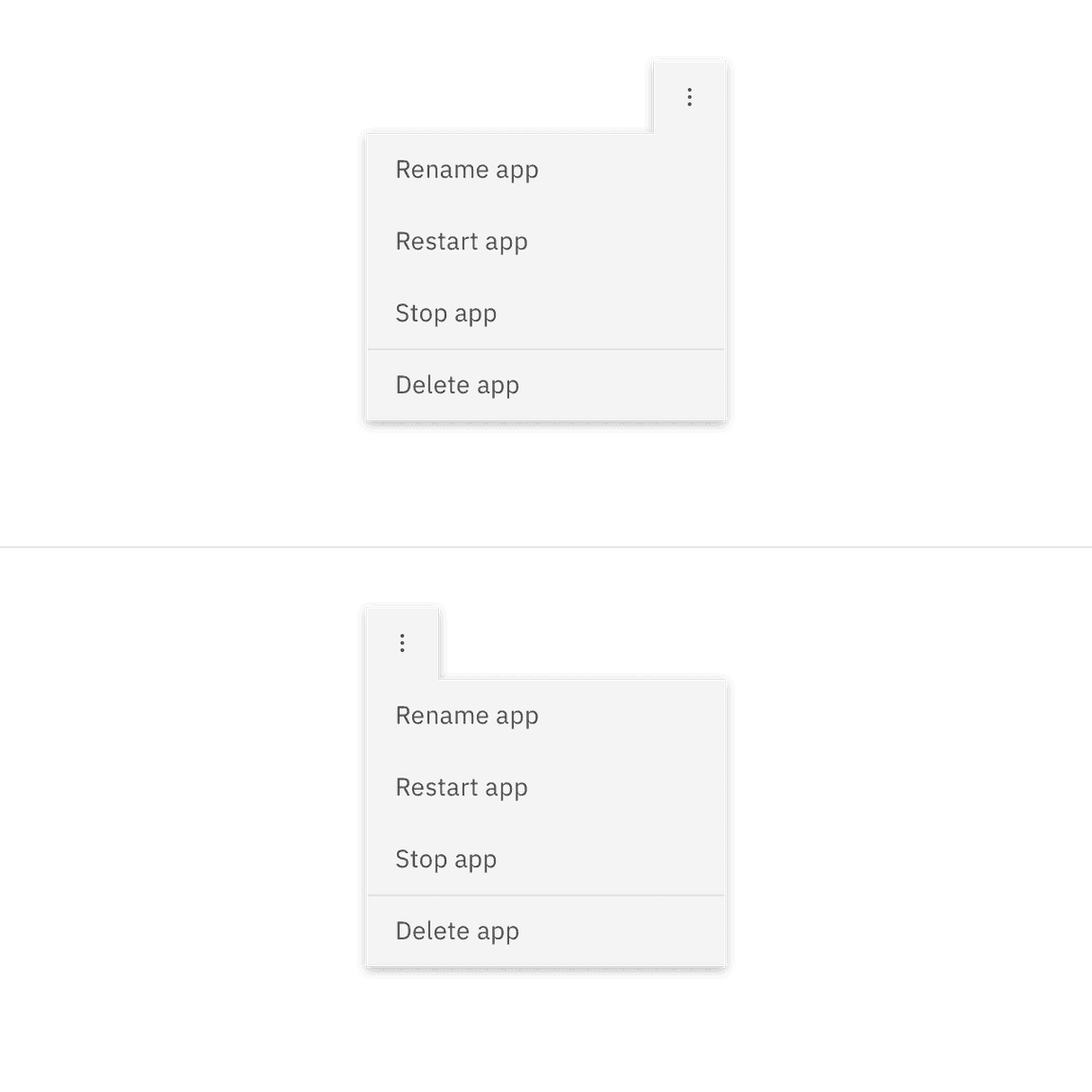 Overflow menu alignments