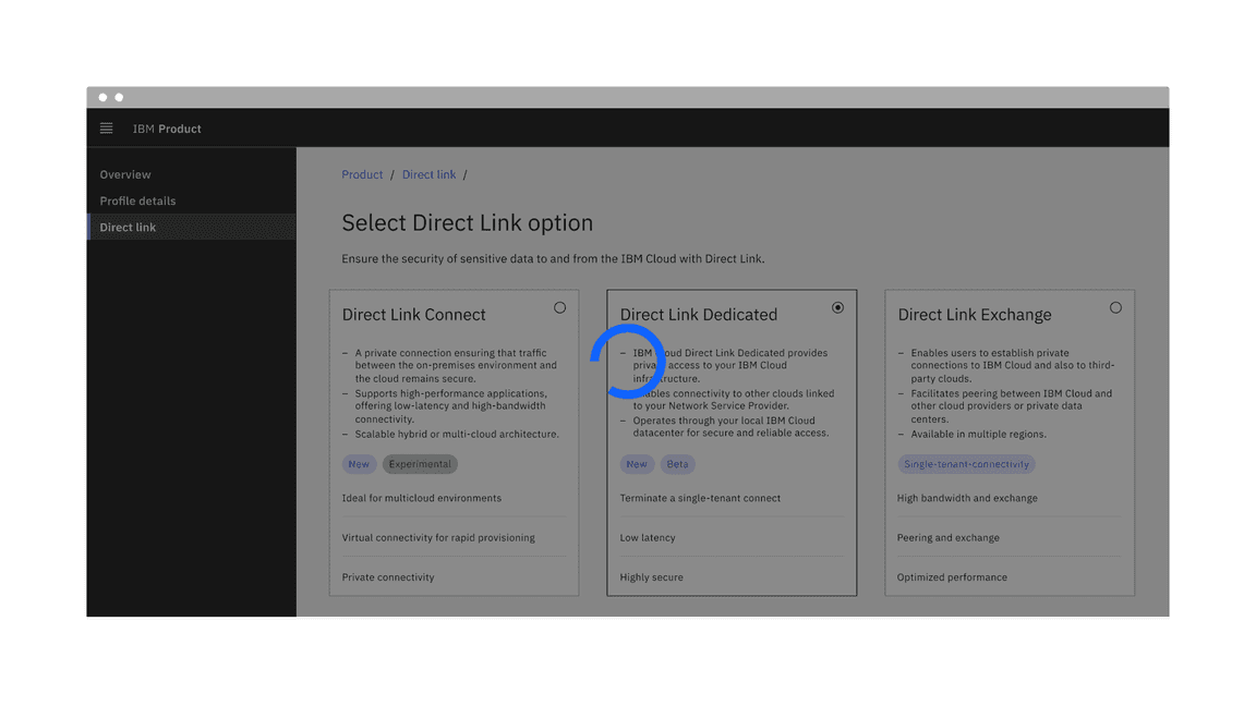 Example of the large loading indicator placement for full-screen loading with an overlay