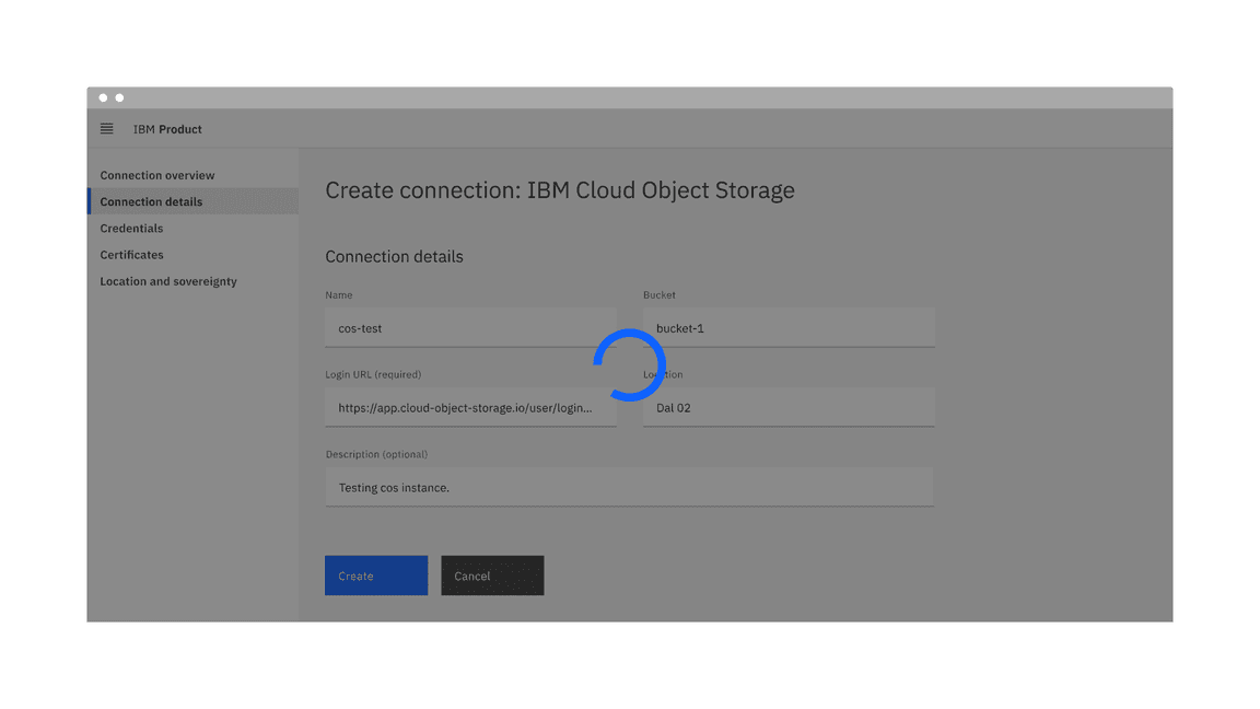 Example of the loading component in a UI